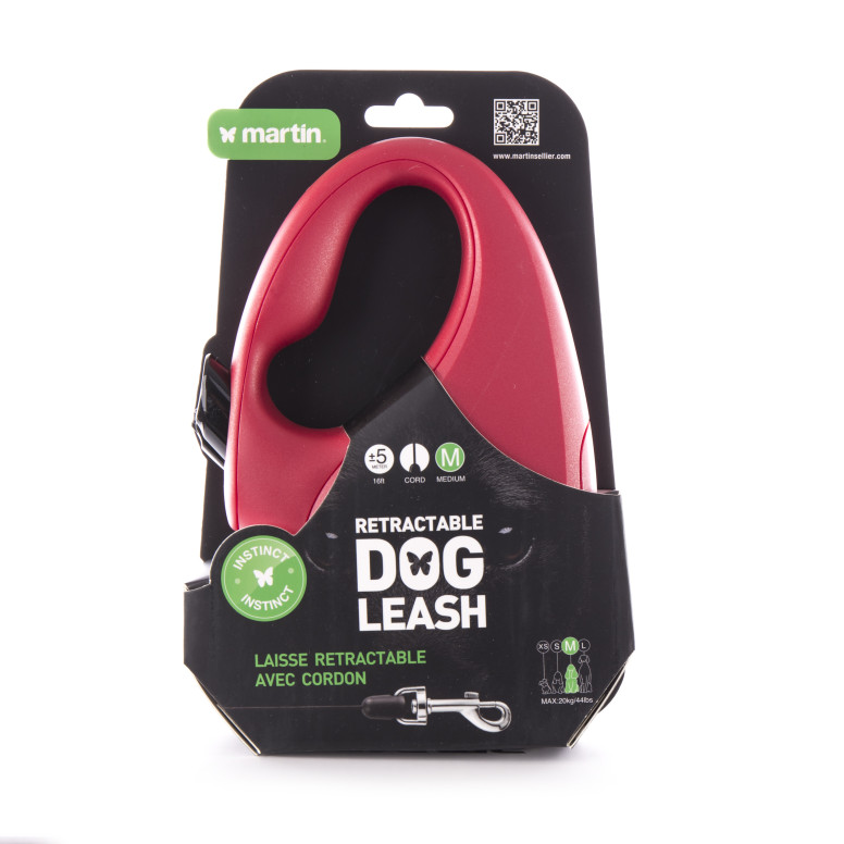 Laisse retractable instinct corde m rouge 5m