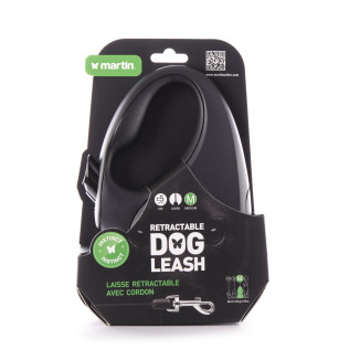 Laisse retractable instinct corde m noir 5m