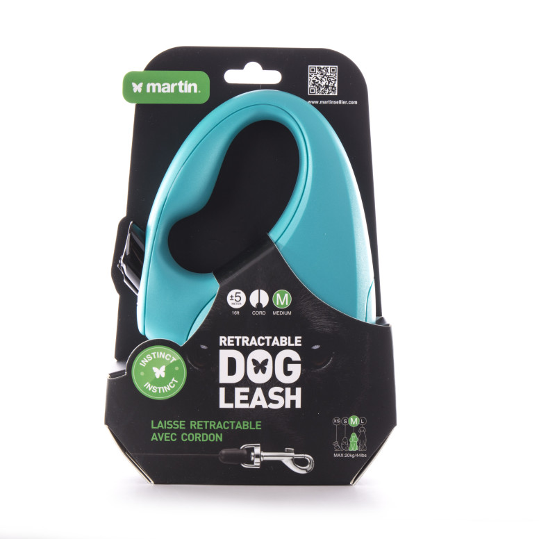 Laisse retractable instinct corde m turquoise 5m