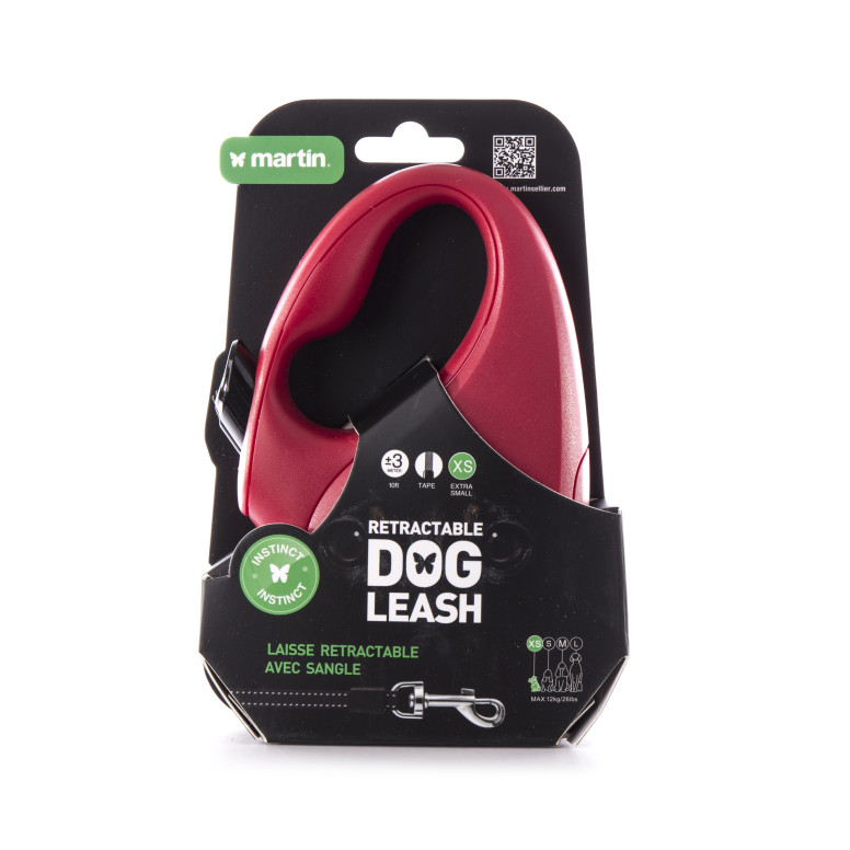 Laisse retractable instinct sangle xs rouge 3m
