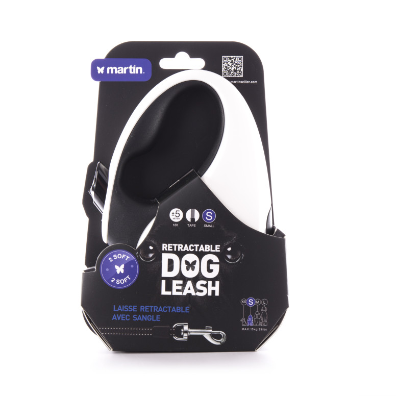 Laisse retractable 2 soft sangle s noir 5m