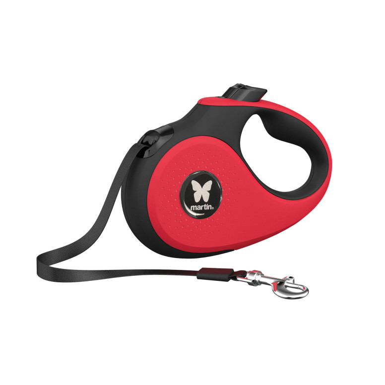 Laisse retractable 2 soft sangle m rouge 5m