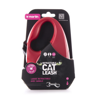 Laisse retractable so cat sangle xs rouge 3m