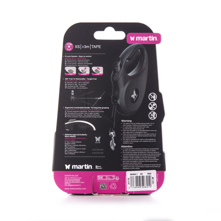 Laisse retractable so cat sangle xs rouge 3m