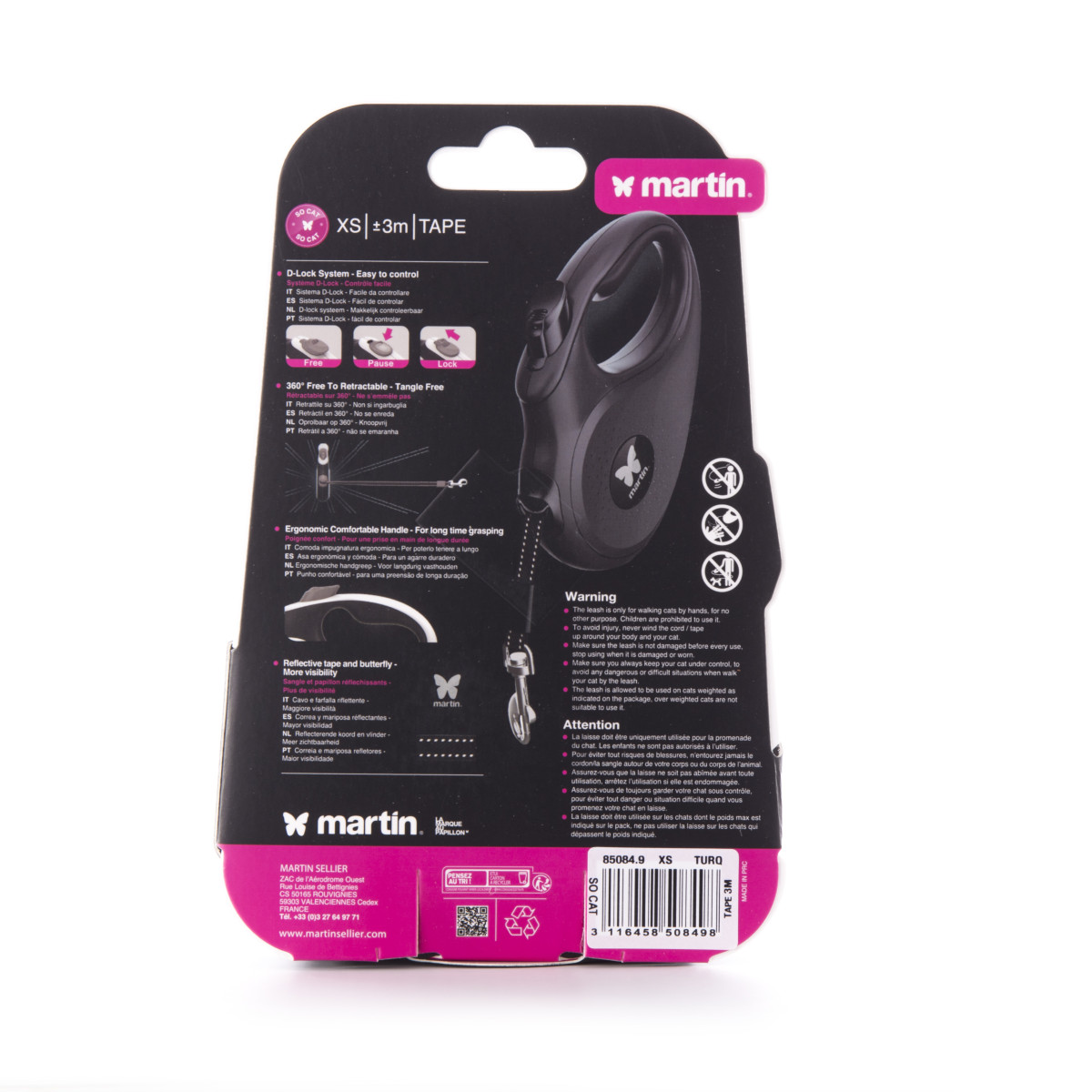 Laisse retractable so cat sangle xs turquoise 3m