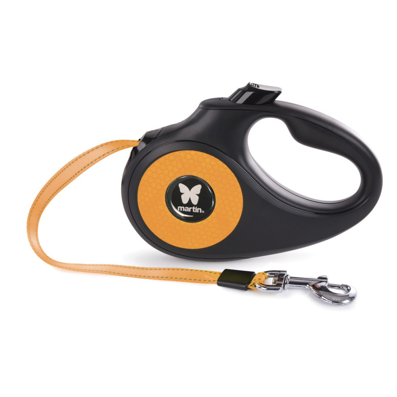 Laisse retractable fluo sangle m orange 5m