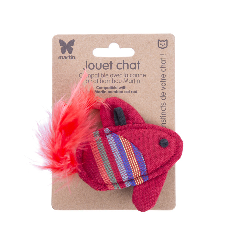 Jouet pour chat poisson volant rouge plume