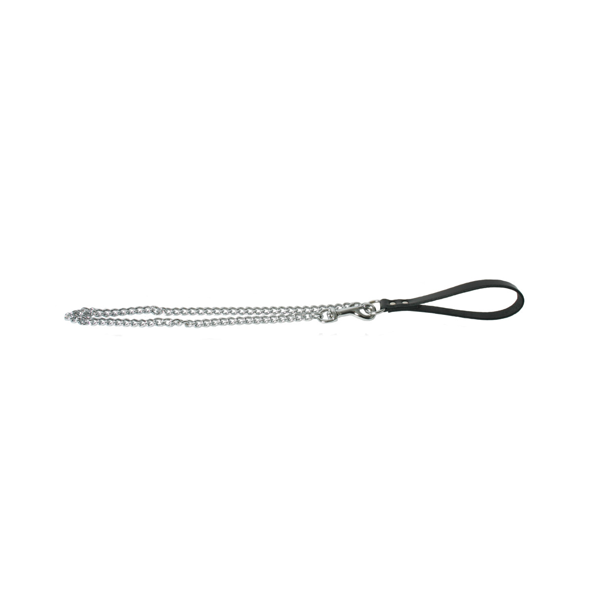 Laisse chaine poignee cuir 100cm noir 2,5mm