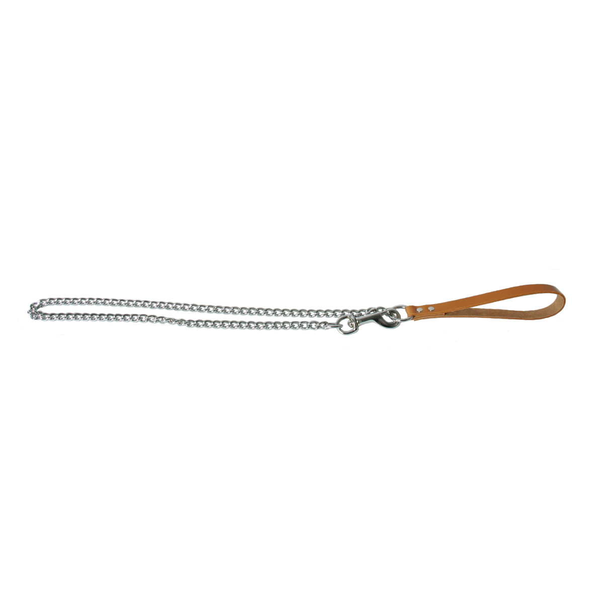 Laisse chaine poignee cuir 100cm naturel 3mm