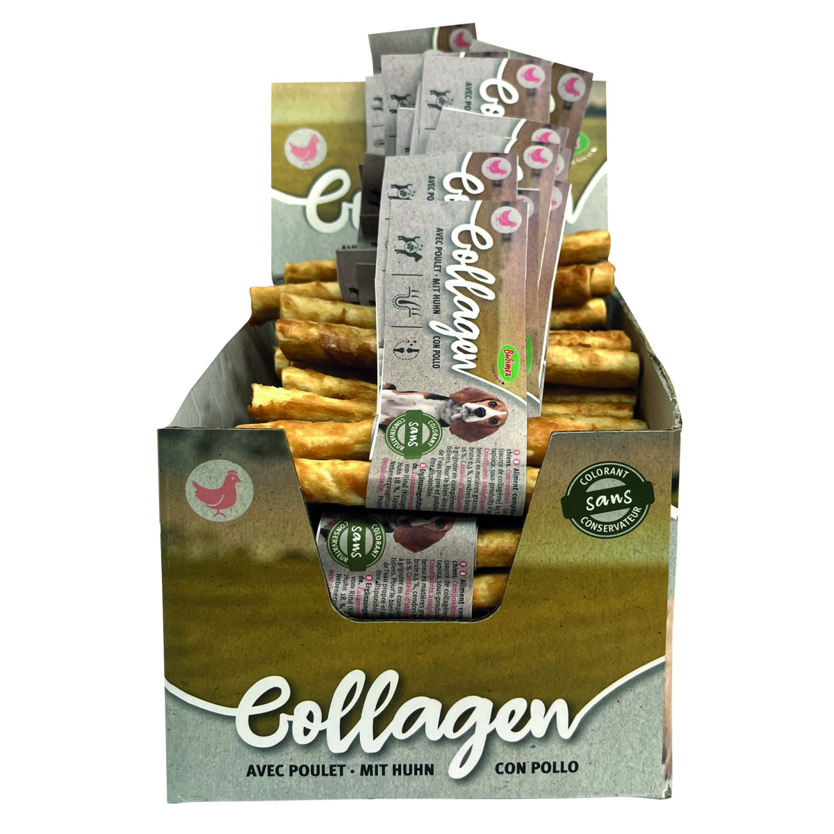 Bubimex sticks collagènes pour chien au poulet 13cm