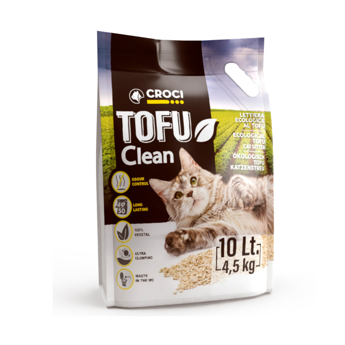 Litière naturelle tofu Croci (10L - 4.5kg) pour chat