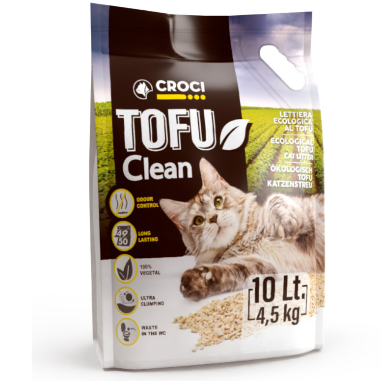 Litière naturelle tofu Croci (10L - 4.5kg) pour chat