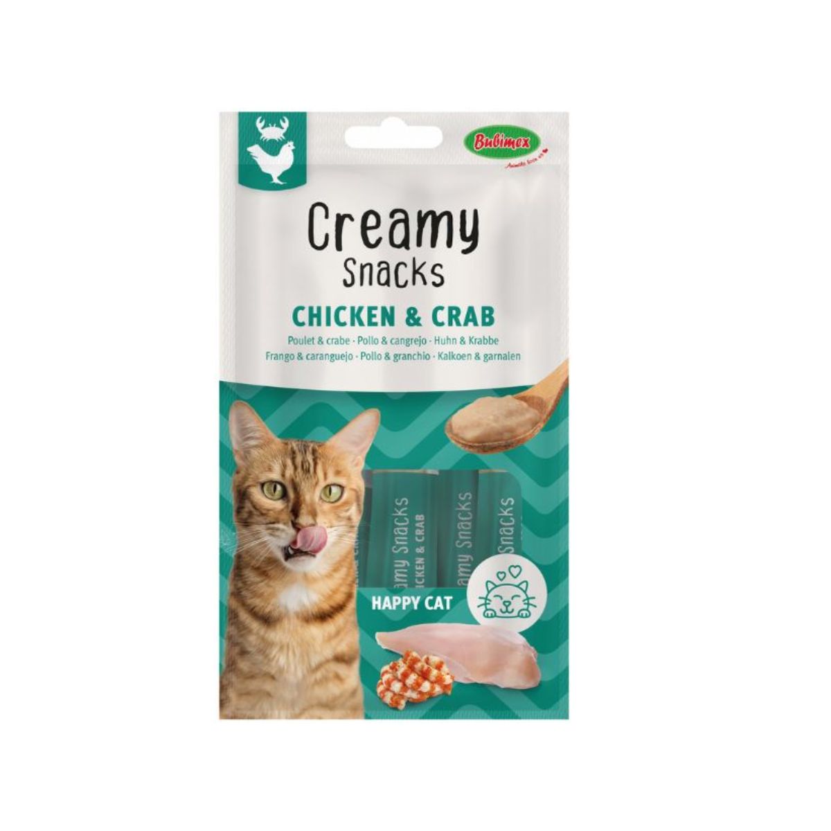 Bubimex friandises pour chat creamy poulet et crabe 60g