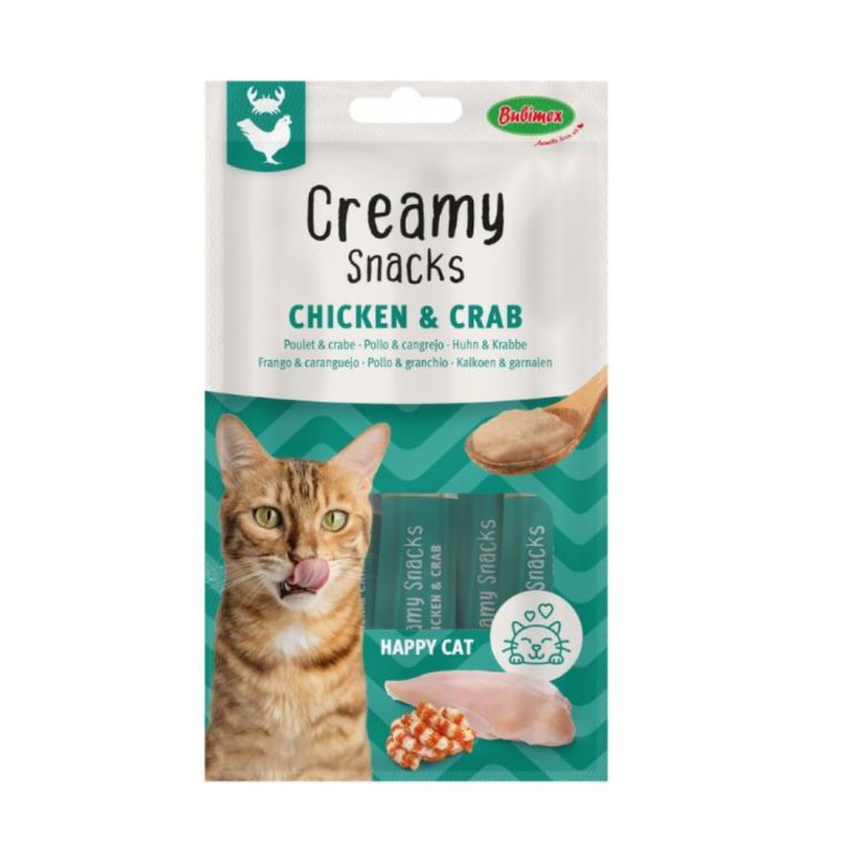 Bubimex friandises pour chat creamy poulet et crabe 60g