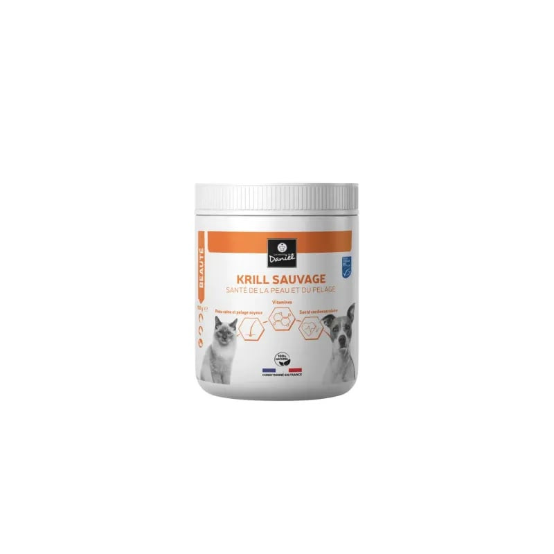 Les Recettes de Daniel 1114763 complément poudre de krill sauvage en pot blanc avec étiquette orange