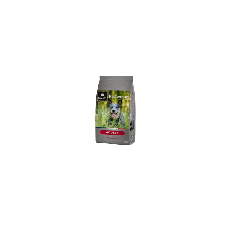 Vue avant du sac de croquettes Les Recettes de Daniel Traditionnelle 14 kg pour chiens adultes moyen