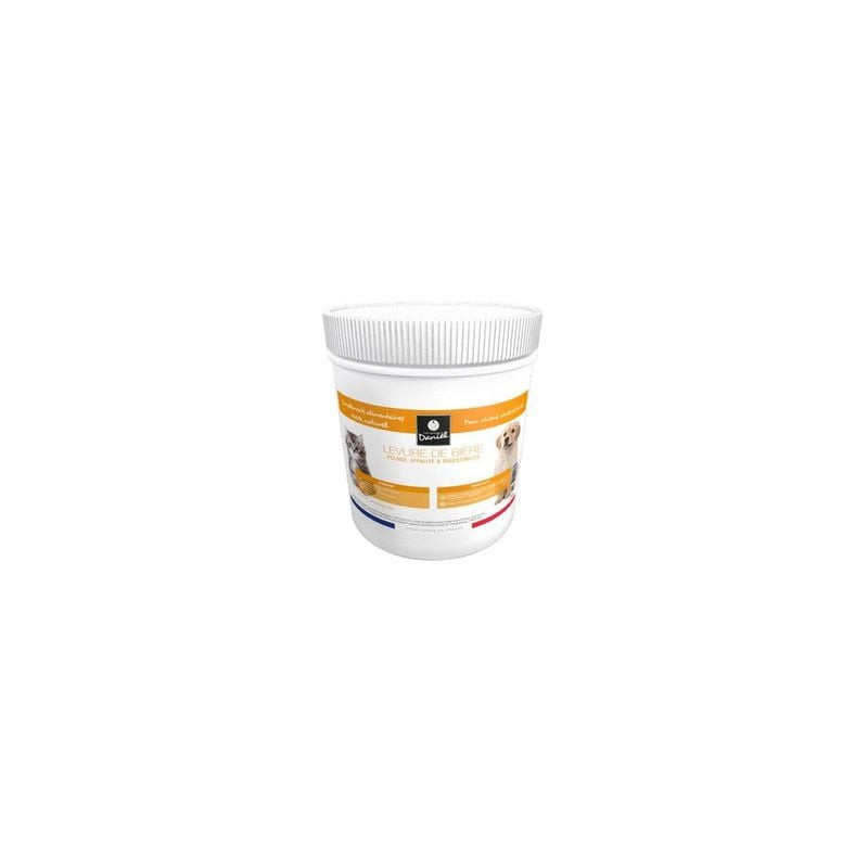 Vue rapprochée en angle du pot 1114719 Les Recettes de Daniel levure de bière 250g, montrant étiquet