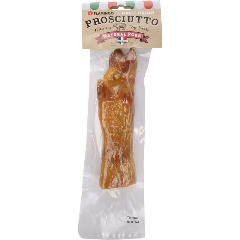 Friandise Bubimex pied de porc avant naturel pour chien en emballage plastique transparent avec étiq