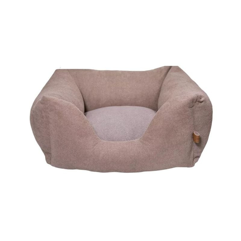 Corbeille ANICOOL Cortina S beige pour chiens et chats, design carré rembourrage moelleux, housse dé