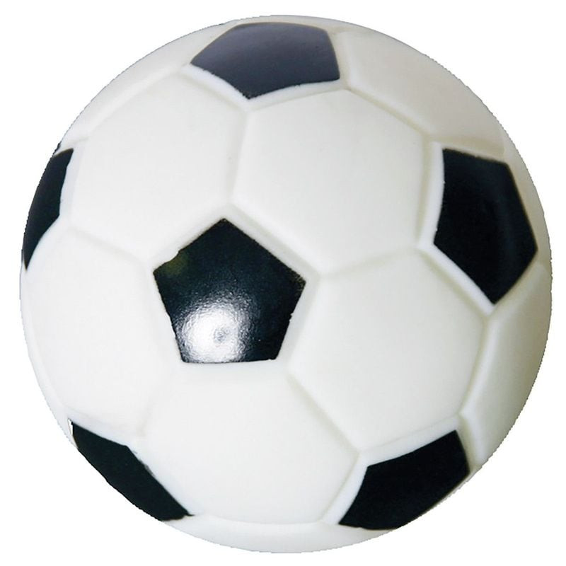 Jouet ballon de foot Vinylone Martin Sellier 1143674, petit diamètre 8 cm, blanc avec panneaux noirs