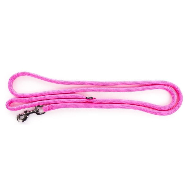Martin Sellier 1143650 laisse ronde nylon rose fluo pour chien avec mousqueton chromé, étendue droit