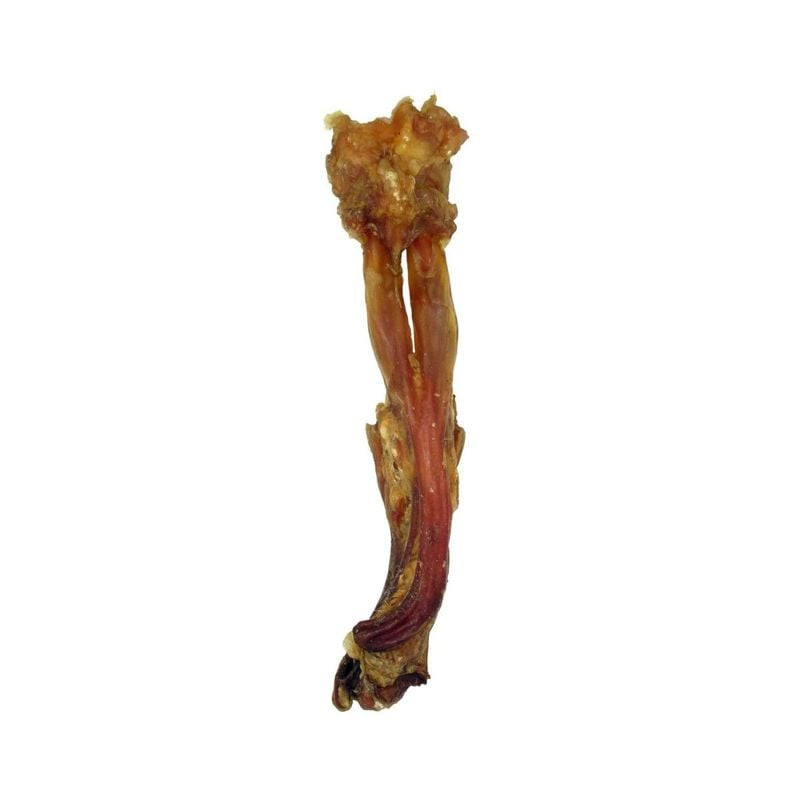 Gros plan sur tendon de bœuf naturel Bubimex 1143499 pour chien, montrant ligaments texturés jaune-b