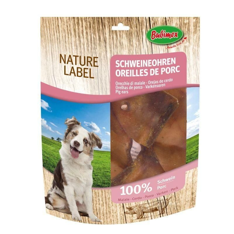 Bubimex 1143319 paquet 400g d'oreilles de porc naturelles pour chiens, avec un Australian Shepherd h