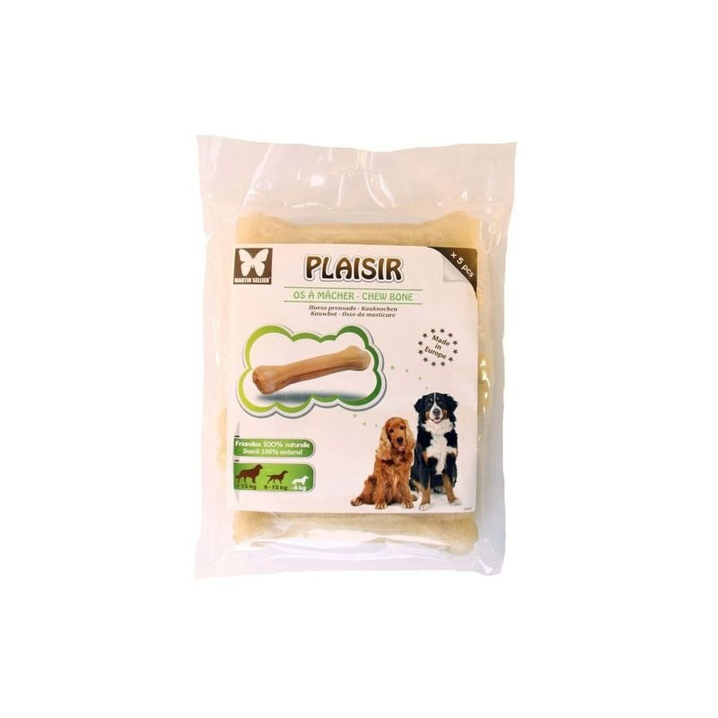 Os à mâcher buffle naturel Martin Sellier pour chiens, pack de 5 de 17 cm, scellés en sachet plastiq