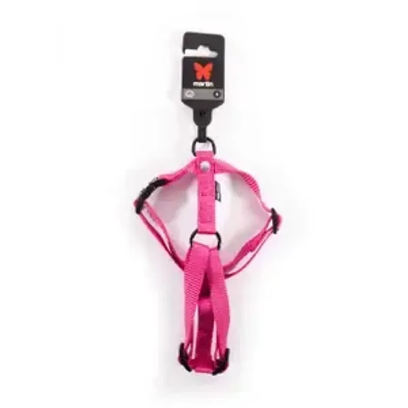 Harnais nylon réglable Martin Sellier rose taille S dans son emballage.