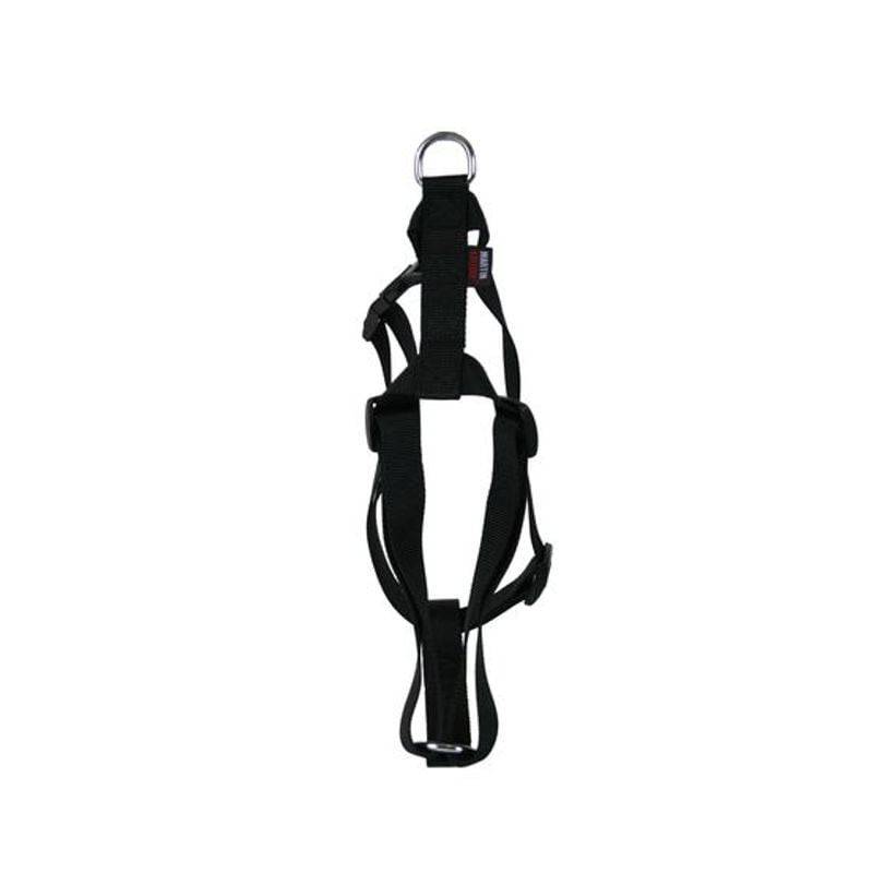 Harnais nylon réglable Martin Sellier noir taille S, vue avant montrant sangles rembourrées, boucle 