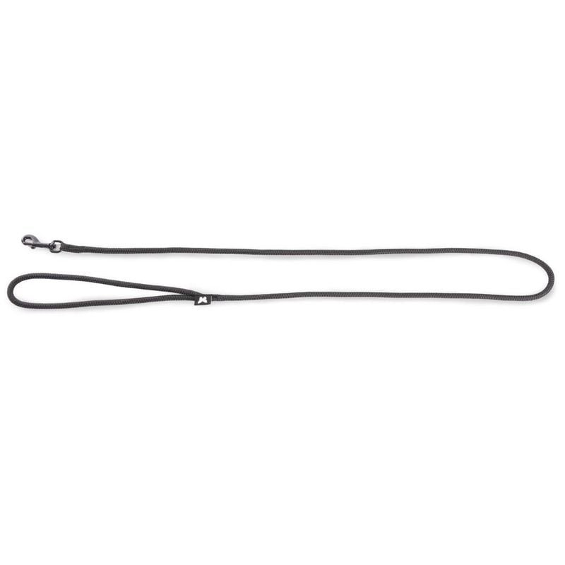 Laisse nylon ronde Martin Sellier noire pour chien, 120 cm de long, diamètre 9 mm, mousqueton carabi