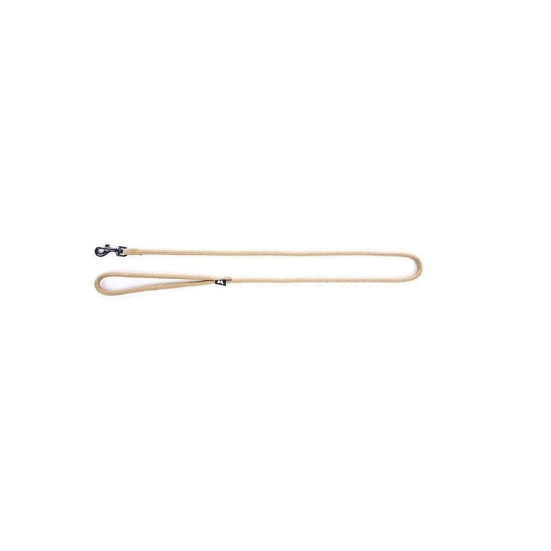 Laisse nylon beige Martin Sellier pour chien, 120 cm avec mousqueton noir et poignée confortable, pr