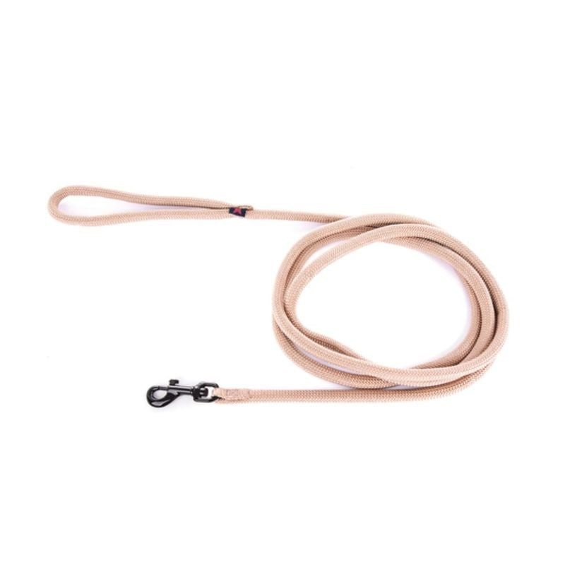 Longe nylon rond Martin Sellier 1143185 beige, 5m, diam. 13mm, enroulée sur fond blanc avec clip mét