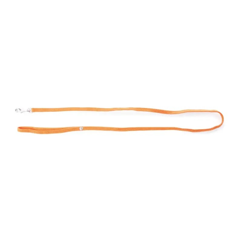 Laisse nylon tubulaire Martin Sellier orange présentée droite sur fond blanc, avec sangle nylon tubu