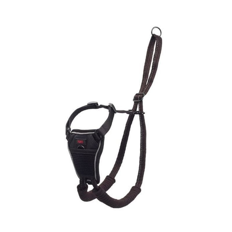 Vue rapprochée du harnais anti-traction Halti No-Pull noir taille S, montrant sangles rembourrées, a
