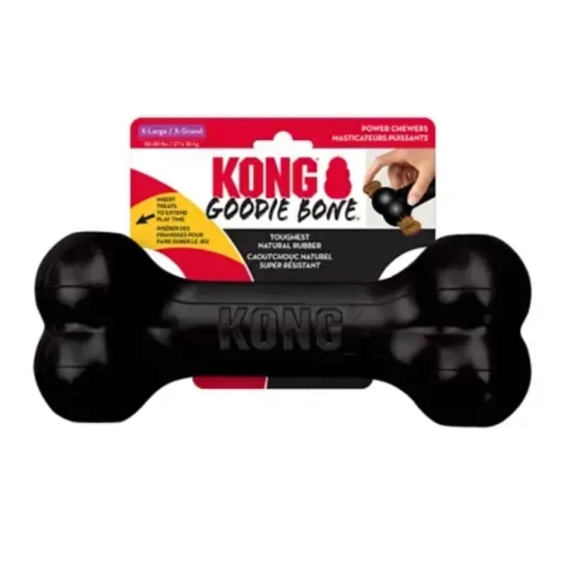 Gros plan en angle latéral du KONG Goodie Bone Large Extreme, mettant en valeur la surface texturée 