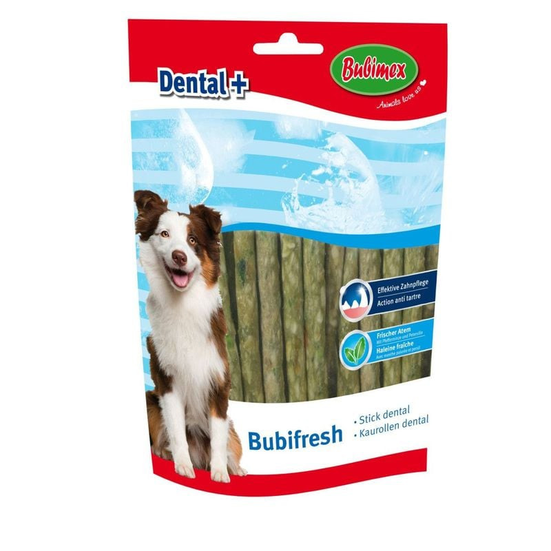 Bubimex Bubi Fresh friandises dentaires x50 sticks à mâcher pour chiens, avec Border Collie souriant