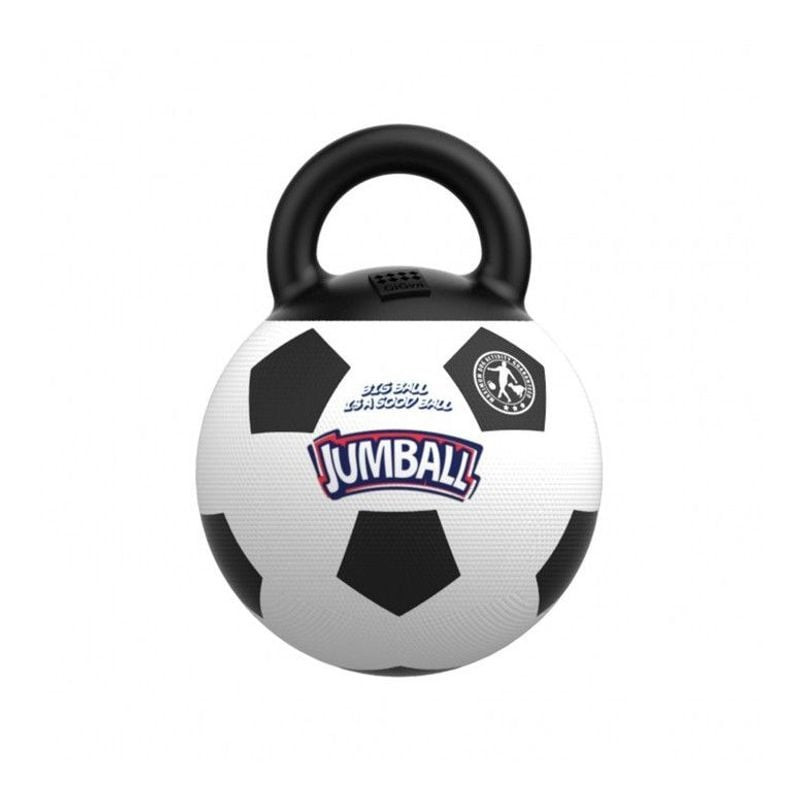BUBIMEX 1143323 Ballon sauteur foot Jumball pour chiens, design ballon blanc avec pentagones noirs e