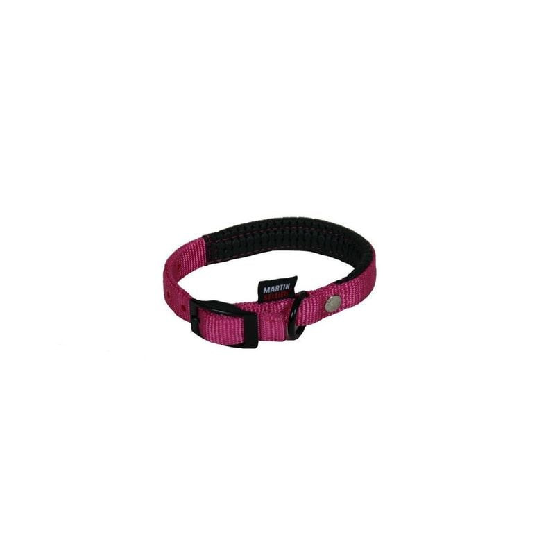 Collier pour chien Martin Sellier rose présenté à plat sur fond blanc.