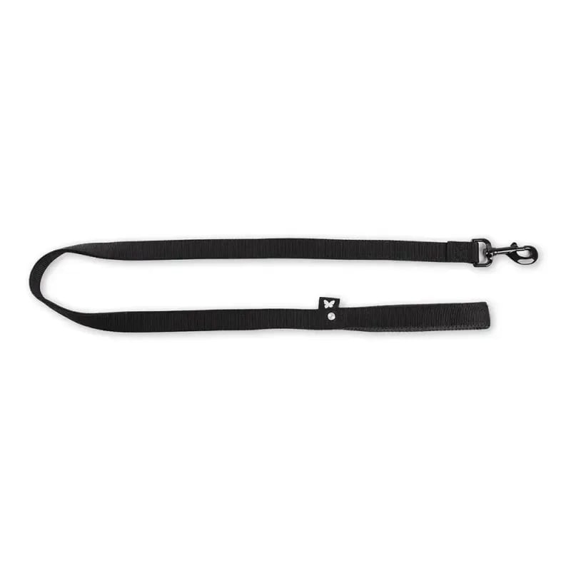 Laisse nylon noire Martin Sellier pour chien avec poignée rembourrée, clip métallique et logo papill