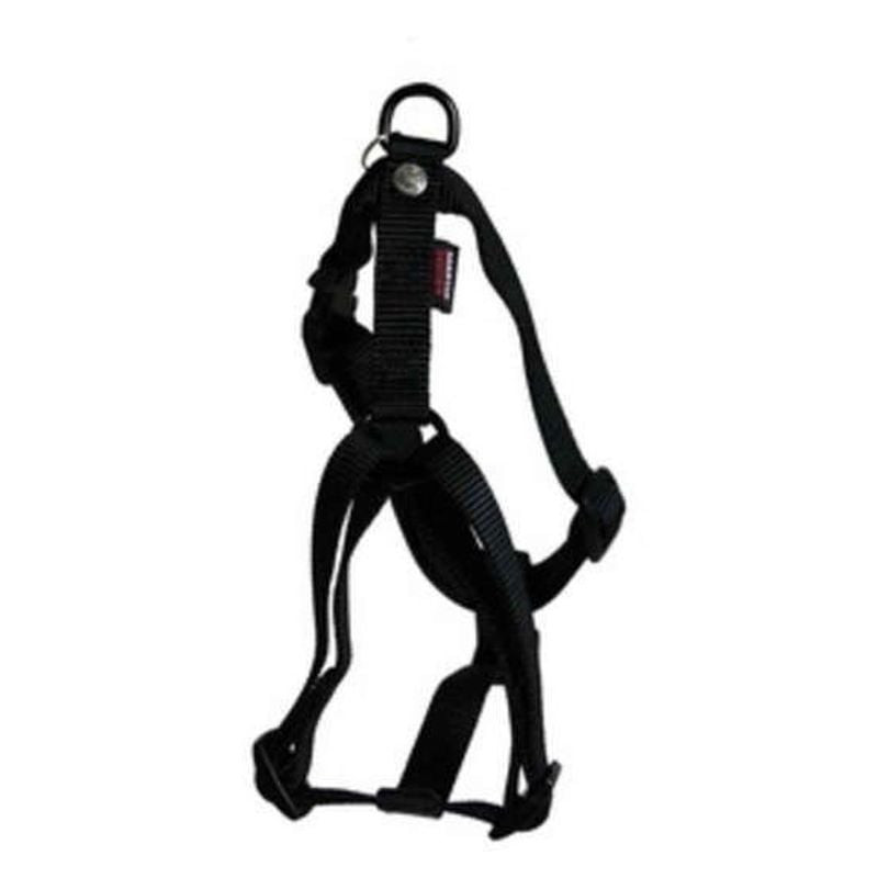 Harnais nylon réglable Martin Sellier noir XS, sangles, anneau D, boucles et étiquette marque sur fo