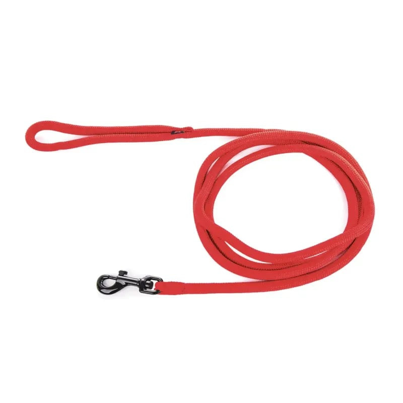 Martin Sellier 1143180 longe nylon rouge pour chien, 3m, enroulée sur fond blanc montrant corde tres