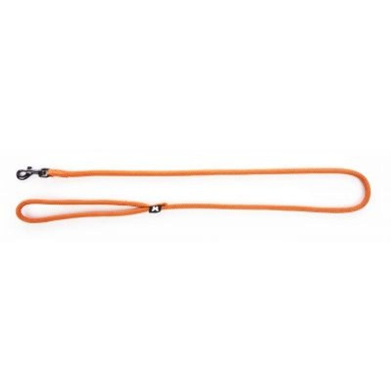 Vue de dessus de la laisse nylon rond Martin Sellier 2m orange pour chien étendue.