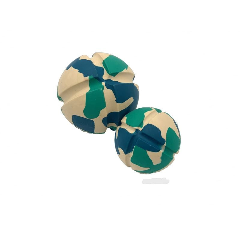 Deux balles Bubimex Balle Ballee taille L en caoutchouc naturel, motif camouflage bleu, vert et beig