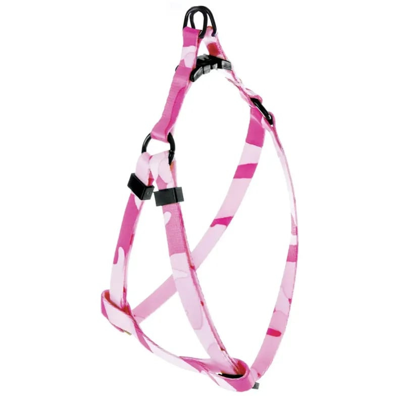 Harnais baudrier Martin Sellier 1143167 camouflage rose pour chat, sangles 10 mm, forme H, anneaux D