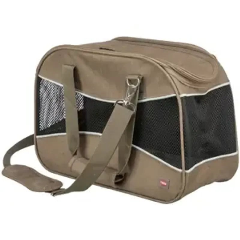 Sac de transport TRIXIE Alison sable vue avant-droite, côtés filet, poignées, sangle épaule, polyest