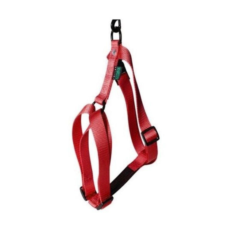 Harnais nylon rouge Martin Sellier réglable pour chien, avec sangle ventrale renforcée et système de