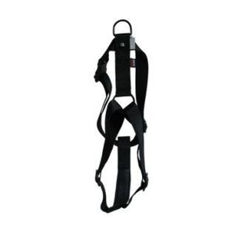 Harnais nylon réglable noir Martin Sellier pour chien, présenté à plat sur fond blanc.