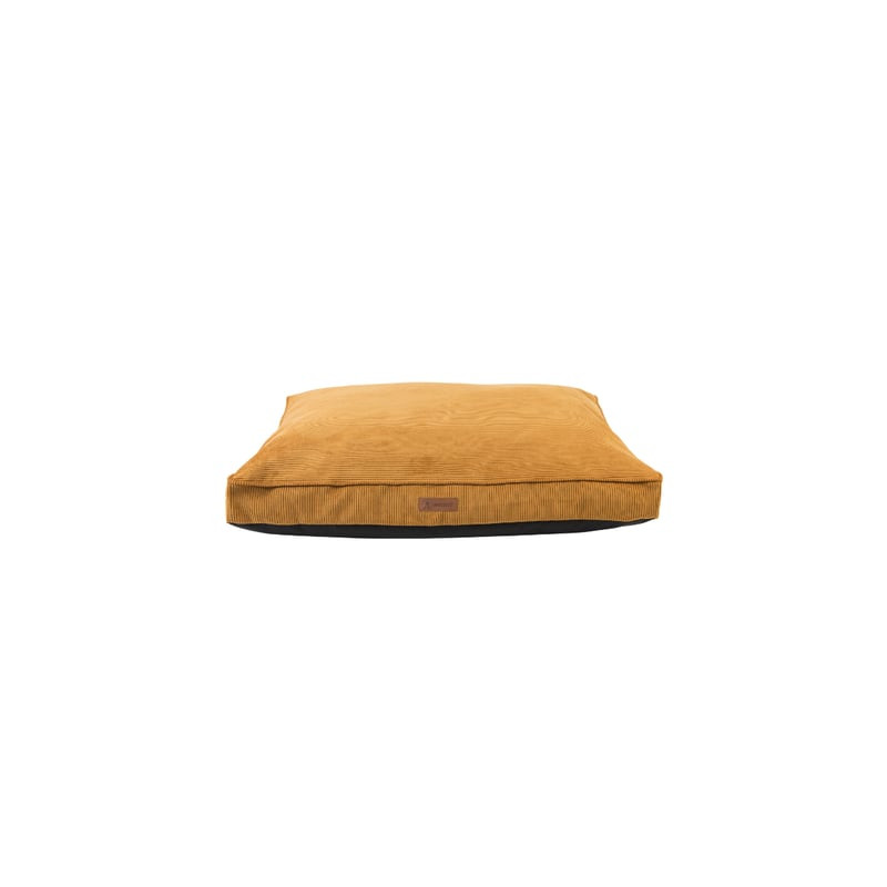 ANICOOL 1143636 matelas orthopédique pour chien en corde moutarde, 80 cm, vu de dessus sur fond noir