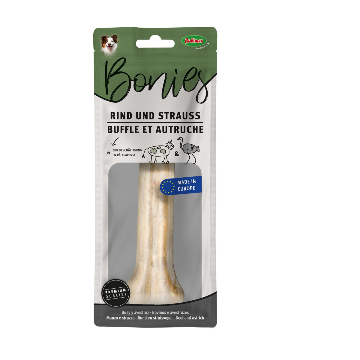 Bubimex - Os à mâcher autruche 17cm, friandise naturelle pour chien